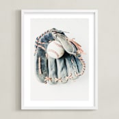 "Baseball 1" - Art Print in Leather by Helen Makadia - Framed