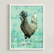 "Loretta Bluefoot" - Art Print in Fresh Teal by Rebecca Weller - Framed