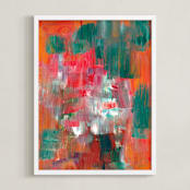 "Abstract Painting_7" - Art Print in orange by Ramoncita - Framed