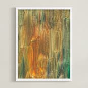 "Abstract Painting_6" - Art Print in yellow by Ramoncita - aticnomar - Framed