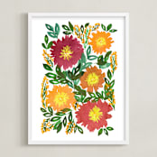 "hand painted flowers_5c" - Art Print in green by Ramoncita - aticnomar - Framed