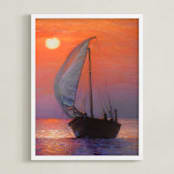 "Sunset Sail" - Art Print in Violet Sunset by Cindy Gillett - Framed