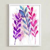 "HAND PAINTED FLOWERS_4B" - Art Print in purple by Ramoncita - aticnomar - Framed