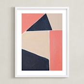 "Coral Combination" - Art Print in Cool Coral by Colleen Ehrlich - Framed