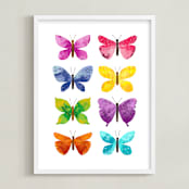 "My Butterflies" - Art Print in Butterfly Pink by Alf and Auguri - Framed