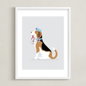 "Doctor Beagle" - Art Print in Smoke by Ashley Presutti Beasley - Framed