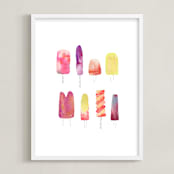 "Popsicle" - Art Print in Berry by Kelly Ventura - Framed