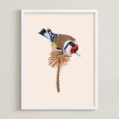 "The Goldfinch 3" - Art Print in beige with a rose tint by Nina Leth - Framed