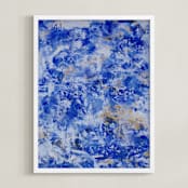 "Pond Reflection" - Art Print in Cornflower Blue by Camille Pietrow - Framed