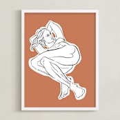 "Female Figure in Terra Cotta" - Art Print in Terra Cotta by Kathleen Ney - Framed