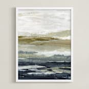 "Moving Horizons" - Art Print in Sage Green by Lara Eckerman - Framed