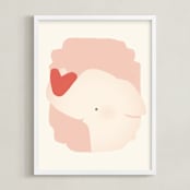 "Valentine Zoo Elephant" - Art Print in Pink by Lori Wemple - Framed