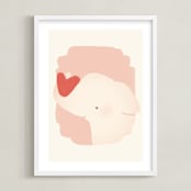 "Valentine Zoo Elephant" - Art Print in Pink by Lori Wemple - Framed
