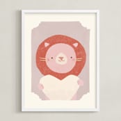 "Valentine Zoo Lion" - Art Print in Purple by Lori Wemple - Framed