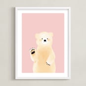 "So Beary Sweet" - Art Print in Bubblegum by Mollie Bohannon - Framed