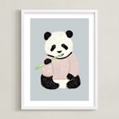 "Yum Yum Bamboo" - Art Print in Cloud by Cass Loh - Framed