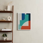 "Red Sun" - Art Print in Turquoise by Jennifer Morehead - In a Room