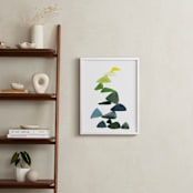 "Triangles in Green and Yellow" - Art Print in Sap Green by Yao Cheng Design - In a Room