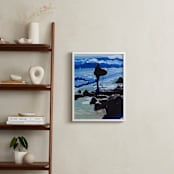 "Surfer in Silhouette" - Art Print in Cobalt Blue by Annie Seaton - In a Room