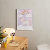 "Dreamy Unicorn" - Personalized Art Print in Lavender by Teju Reval - In a Room