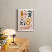 "Safari Friends Numerals" - Personalized Art Print in Flamingo by Jenna Holcomb - In a Room