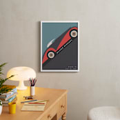 "Motorcar" - Personalized Art Print in Crimson by Maria Alou - In a Room