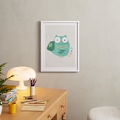 "Happy Owl" - Art Print in Owl Mint by AlisonJerry - In a Room