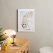 "Puyallup Merry Go Round" - Art Print in Colorful Sky by Sharon Rowan - In a Room