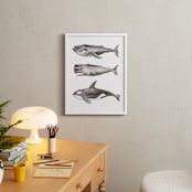 "Three Stacked Whales" - Art Print in Grey by Two if by Sea Studios - In a Room