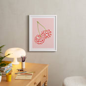 "Checkerboard Cherries" - Art Print in Pastel Pink by Luci Power - In a Room