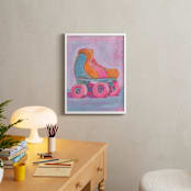 "Roller Skater Joy" - Art Print in Bubblegum Pink by Lucrecia Caporale - In a Room