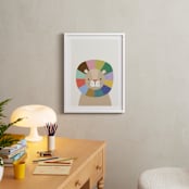 "Quilted Lion" - Art Print in Rainbow by Kelly Watkins - In a Room