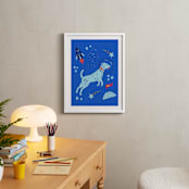 "Space Pup" - Art Print in Celestial by Kristin Mastoras - In a Room