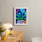 "Palette of Petals" - Art Print in Cobalt Blue by Roochita Chachra - In a Room