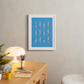 "Nadadoras" - Art Print in Pool Blue by Nieves Herranz - In a Room