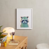 "Mr. Raccoon" - Art Print in Teal by Makewells - In a Room