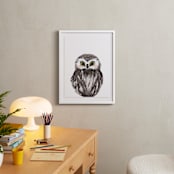 "Baby Animal Owl" - Art Print in Dark Wood by Cass Loh - In a Room