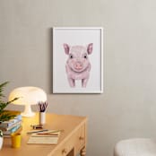 "Baby Animal Pig" - Art Print in Rosy Blush by Cass Loh - In a Room
