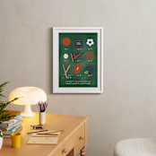 "SPORTS PRIMER" - Art Print in Chalkboard Green by Susan Brown - In a Room