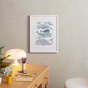 "Blue Whales" - Art Print in Aqua by Kelsey Carlson - In a Room