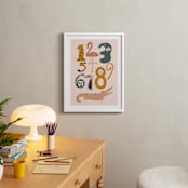 "Safari Friends Numerals" - Art Print in Flamingo by Jenna Holcomb - In a Room
