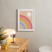 "Double Rainbow with Moon and Sun IV" - Art Print in Sunrise by Emanuela Carratoni - In a Room