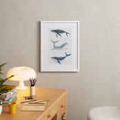 "Ocean Whales" - Art Print in Ocean Blue by Alice Nelen - In a Room