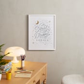 "Sweet Dreams Little One" - Personalized Art Print in Grey by Kristen Smith - In a Room