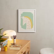 "Valentine Zoo Giraffe" - Art Print in Green by Lori Wemple - In a Room