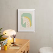 "Valentine Zoo Giraffe" - Art Print in Green by Lori Wemple - In a Room