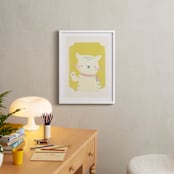 "Valentine Zoo Tiger" - Art Print in Yellow by Lori Wemple - In a Room