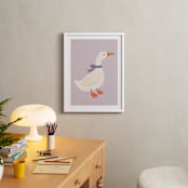 "Duck With Ribbon" - Art Print in Lilac by Cass Loh - In a Room