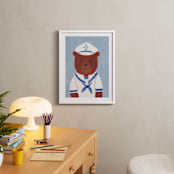 "Sailor Bear" - Art Print in Dusty Blue by Madhvi Samimi - In a Room