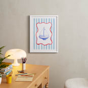 "Vintage Play Boat" - Art Print in Sailor Blue by Little Blue Designs - In a Room